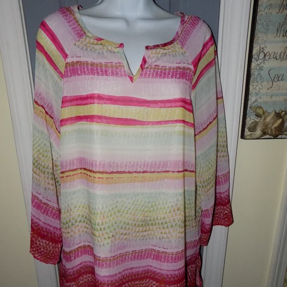 PECK & PECK MULTI-COLOR LOOSE SWING TUNIC SHIRT - Picture 1 of 3